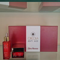 Kit “Oro Rosso” liftante, compattante allo zafferano: crema viso e siero viso