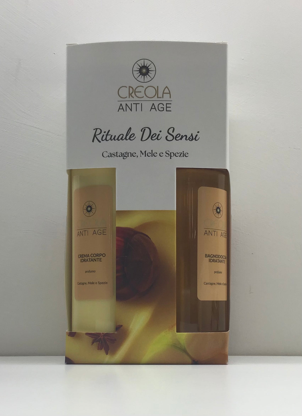 Kit Rituale Dei Sensi - Crema e Bagnodoccia castagna, mele, spezie